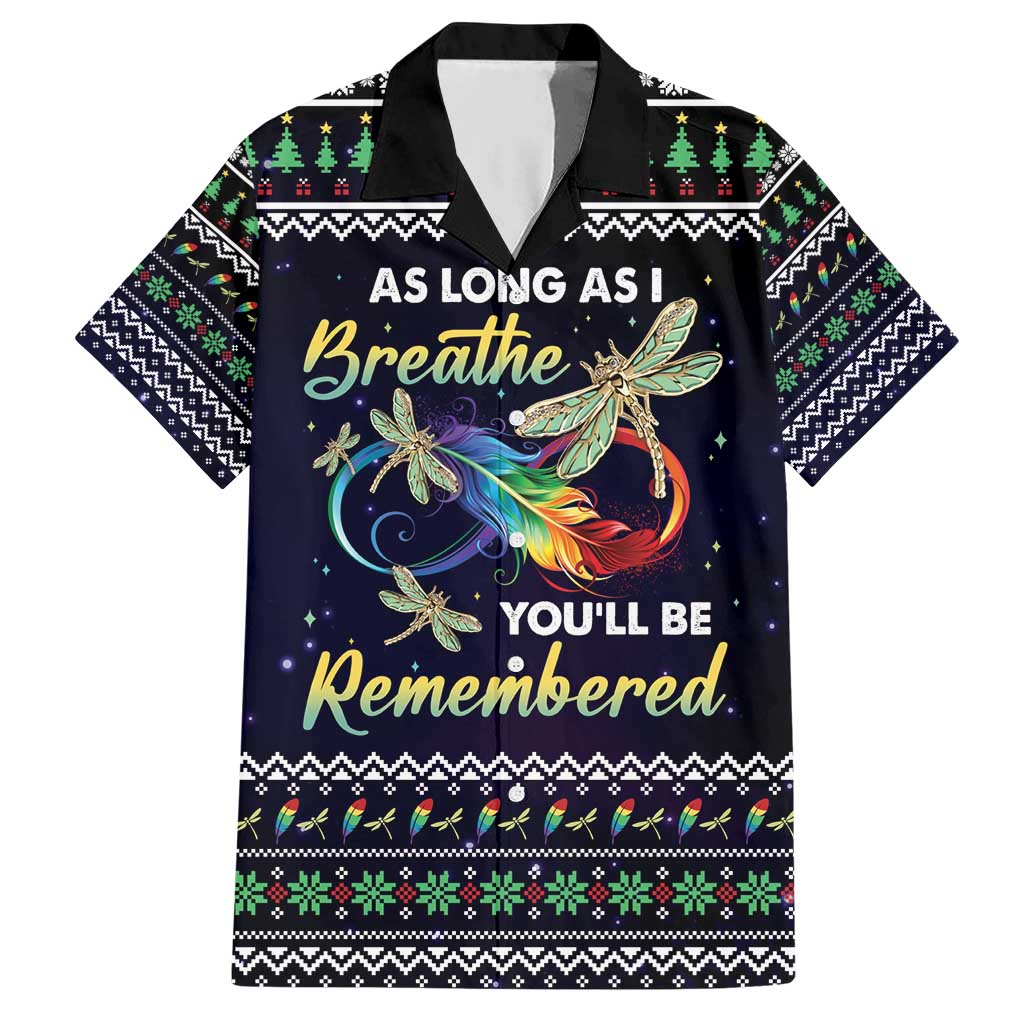 Dragonfly Angel Hawaiian Shirt As Long As I Breathe You'll Be Remembered - Wonder Print Shop