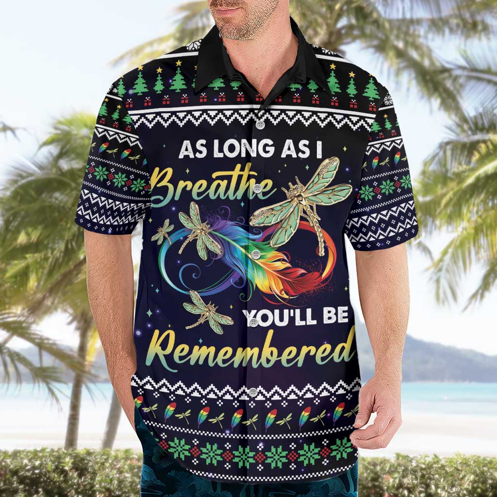 Dragonfly Angel Hawaiian Shirt As Long As I Breathe You'll Be Remembered - Wonder Print Shop