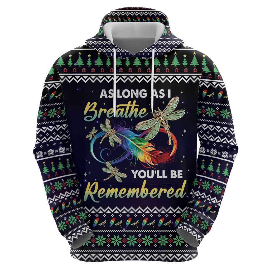 Dragonfly Angel Hoodie As Long As I Breathe You'll Be Remembered - Wonder Print Shop
