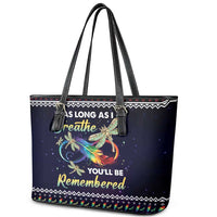 Dragonfly Angel Leather Tote Bag As Long As I Breathe You'll Be Remembered - Wonder Print Shop