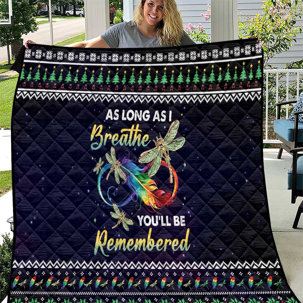 Dragonfly Angel Quilt As Long As I Breathe You'll Be Remembered - Wonder Print Shop