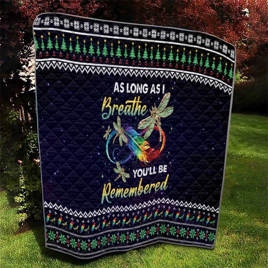 Dragonfly Angel Quilt As Long As I Breathe You'll Be Remembered - Wonder Print Shop