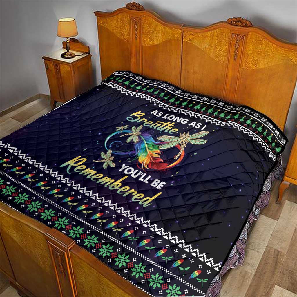 Dragonfly Angel Quilt As Long As I Breathe You'll Be Remembered - Wonder Print Shop