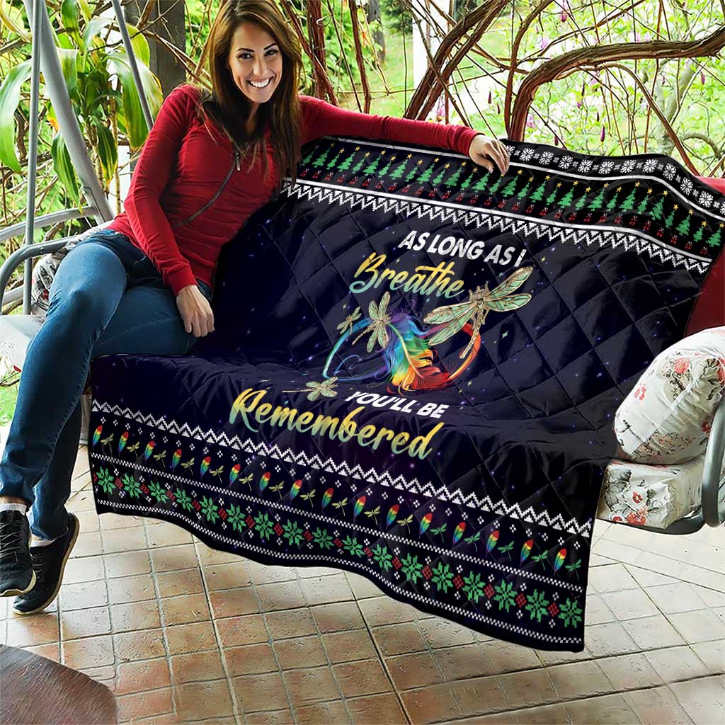 Dragonfly Angel Quilt As Long As I Breathe You'll Be Remembered - Wonder Print Shop