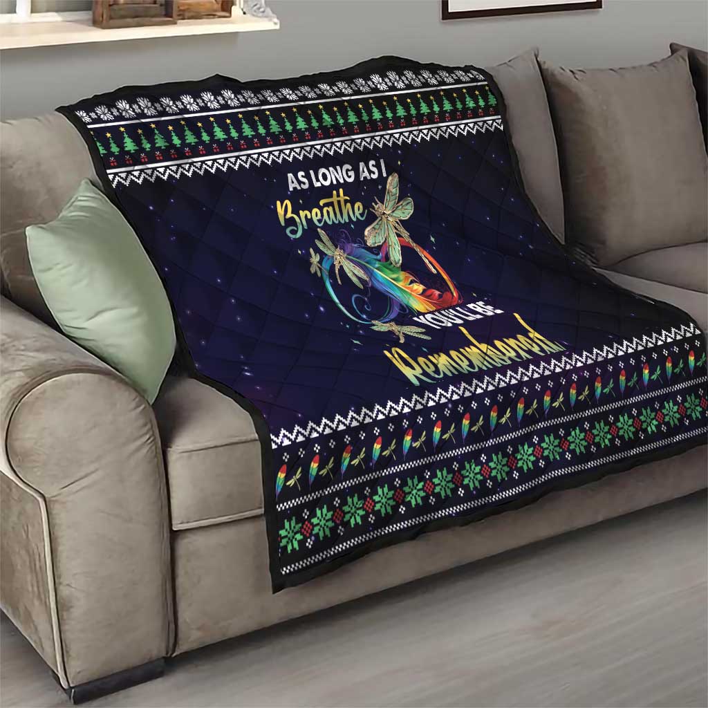 Dragonfly Angel Quilt As Long As I Breathe You'll Be Remembered - Wonder Print Shop