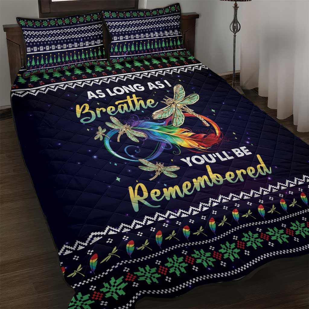 Dragonfly Angel Quilt Bed Set As Long As I Breathe You'll Be Remembered - Wonder Print Shop