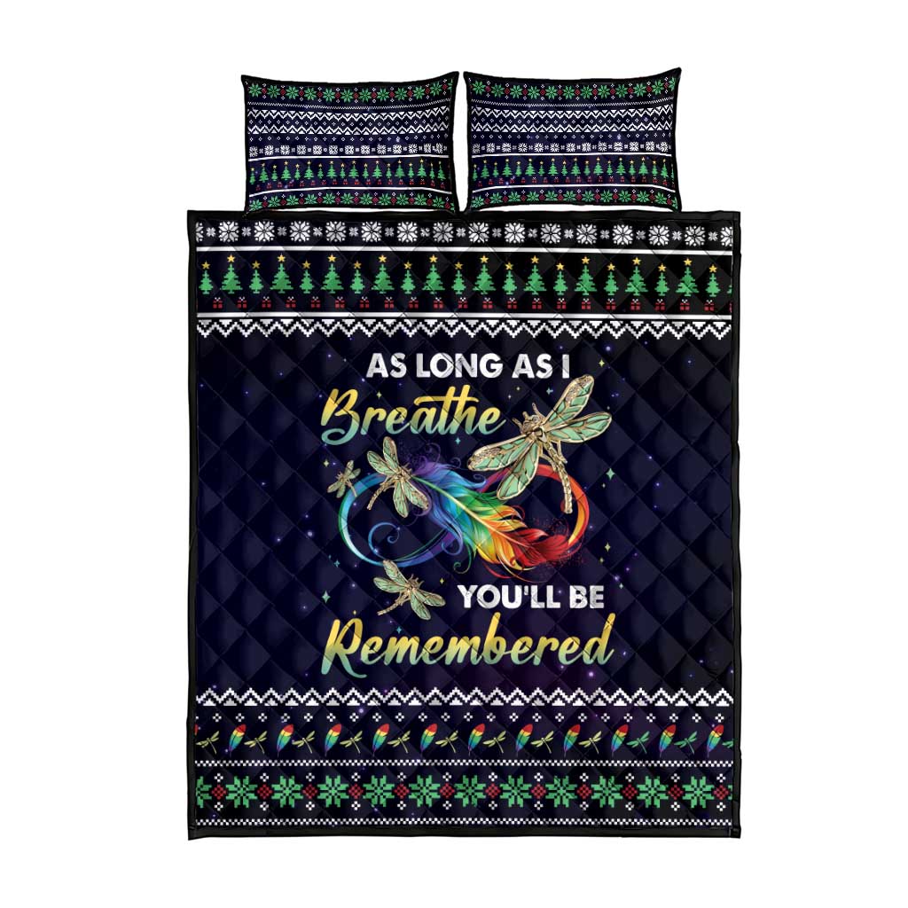 Dragonfly Angel Quilt Bed Set As Long As I Breathe You'll Be Remembered - Wonder Print Shop