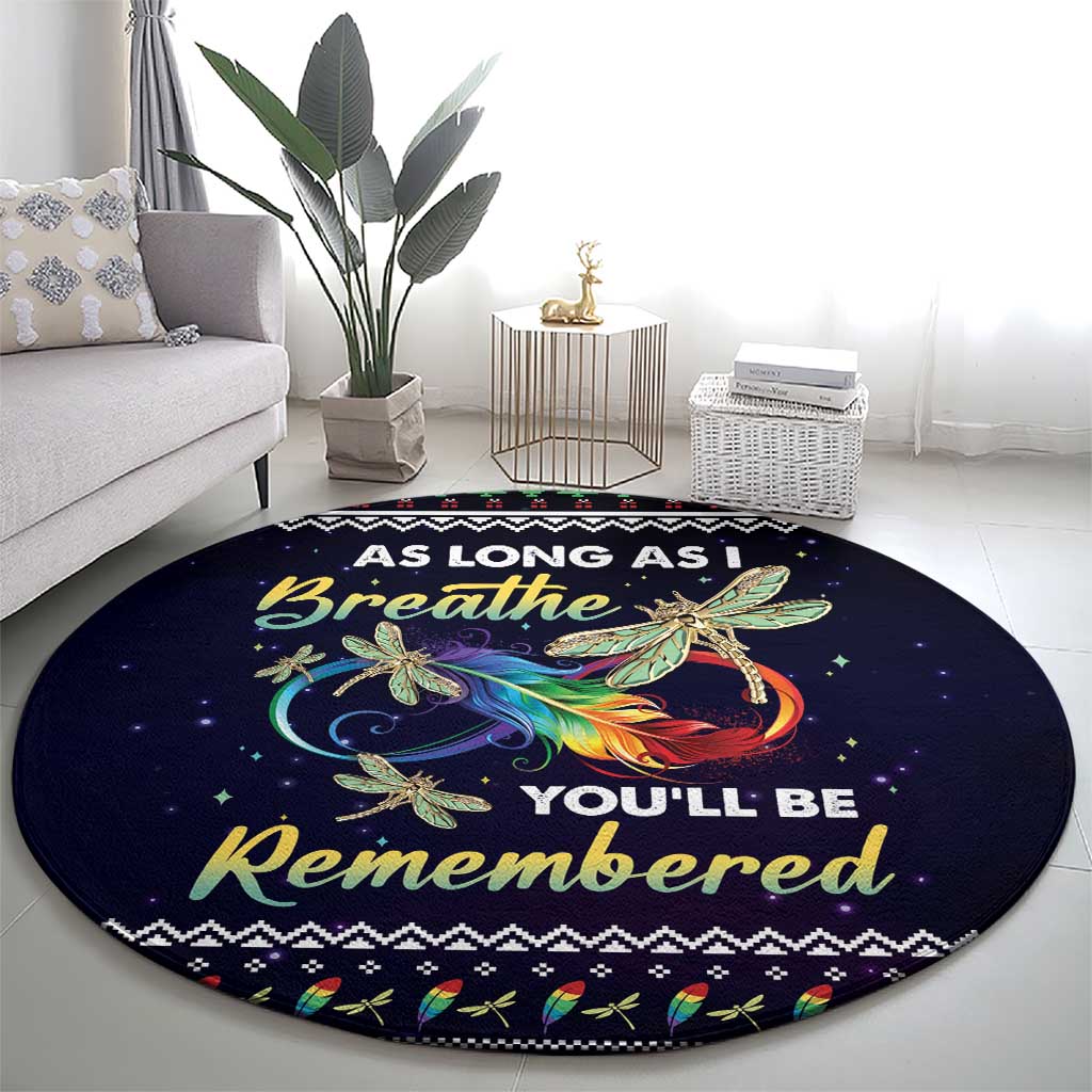 Dragonfly Angel Round Carpet As Long As I Breathe You'll Be Remembered