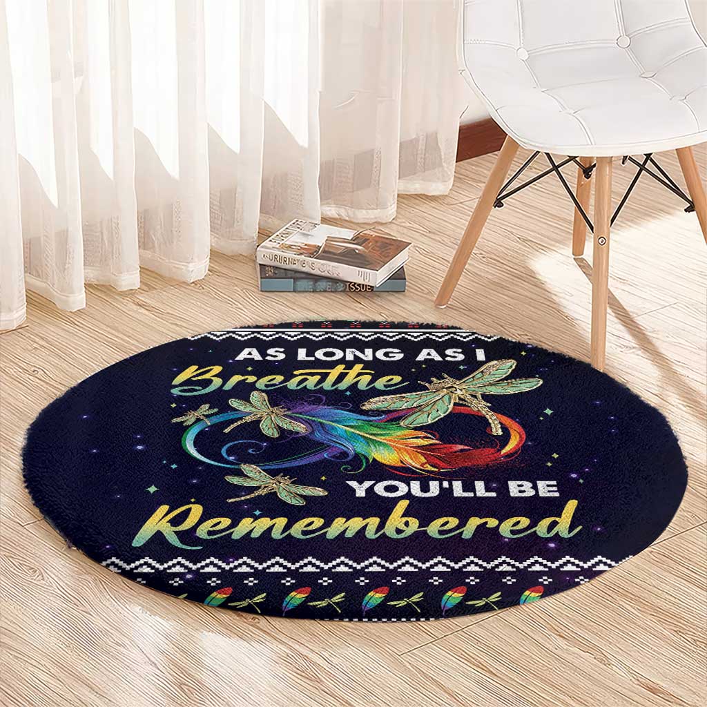 Dragonfly Angel Round Carpet As Long As I Breathe You'll Be Remembered
