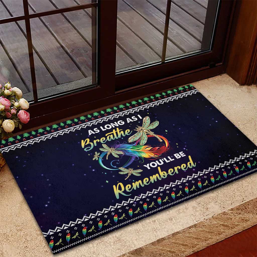 Dragonfly Angel Rubber Doormat As Long As I Breathe You'll Be Remembered - Wonder Print Shop