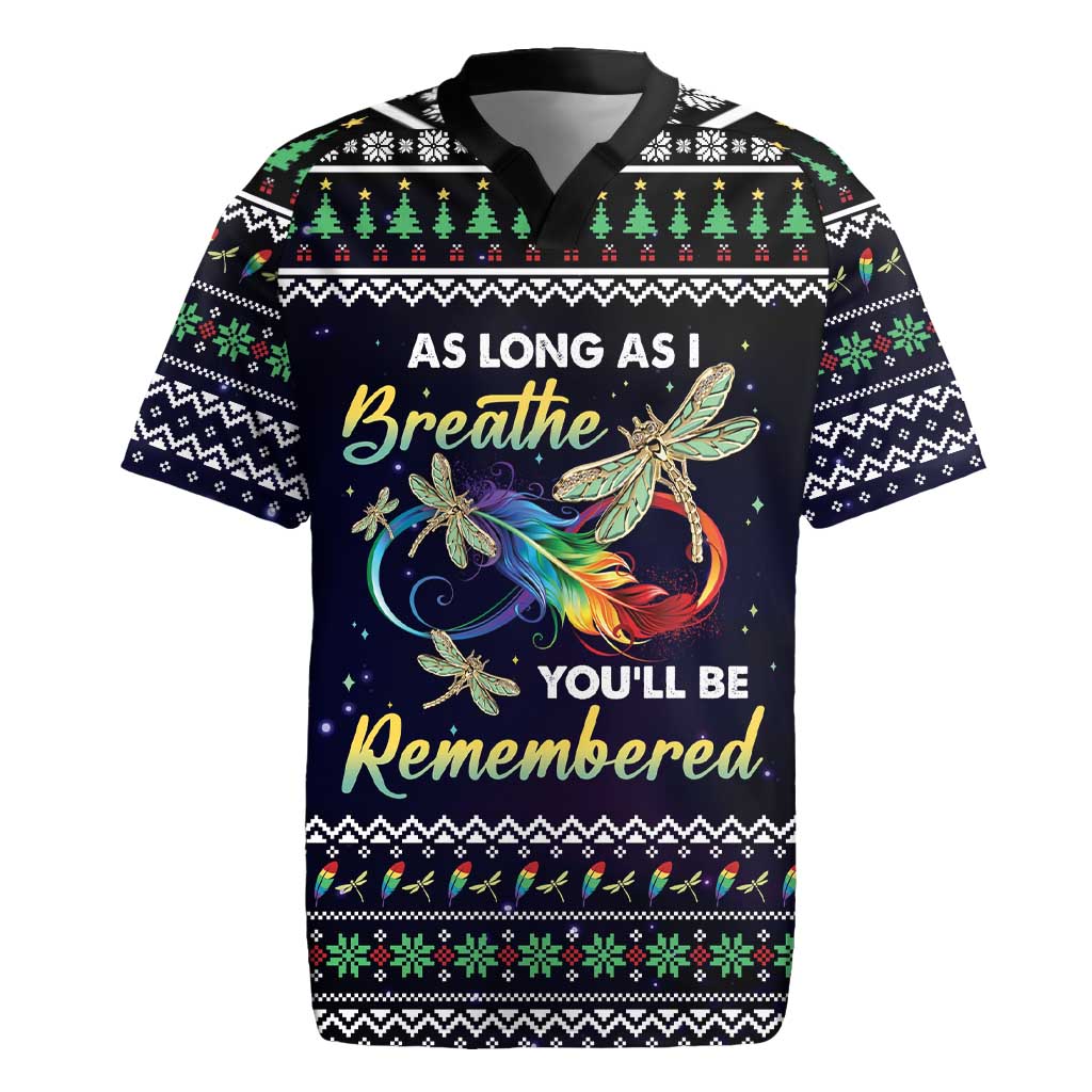 Dragonfly Angel Rugby Jersey As Long As I Breathe You'll Be Remembered - Wonder Print Shop