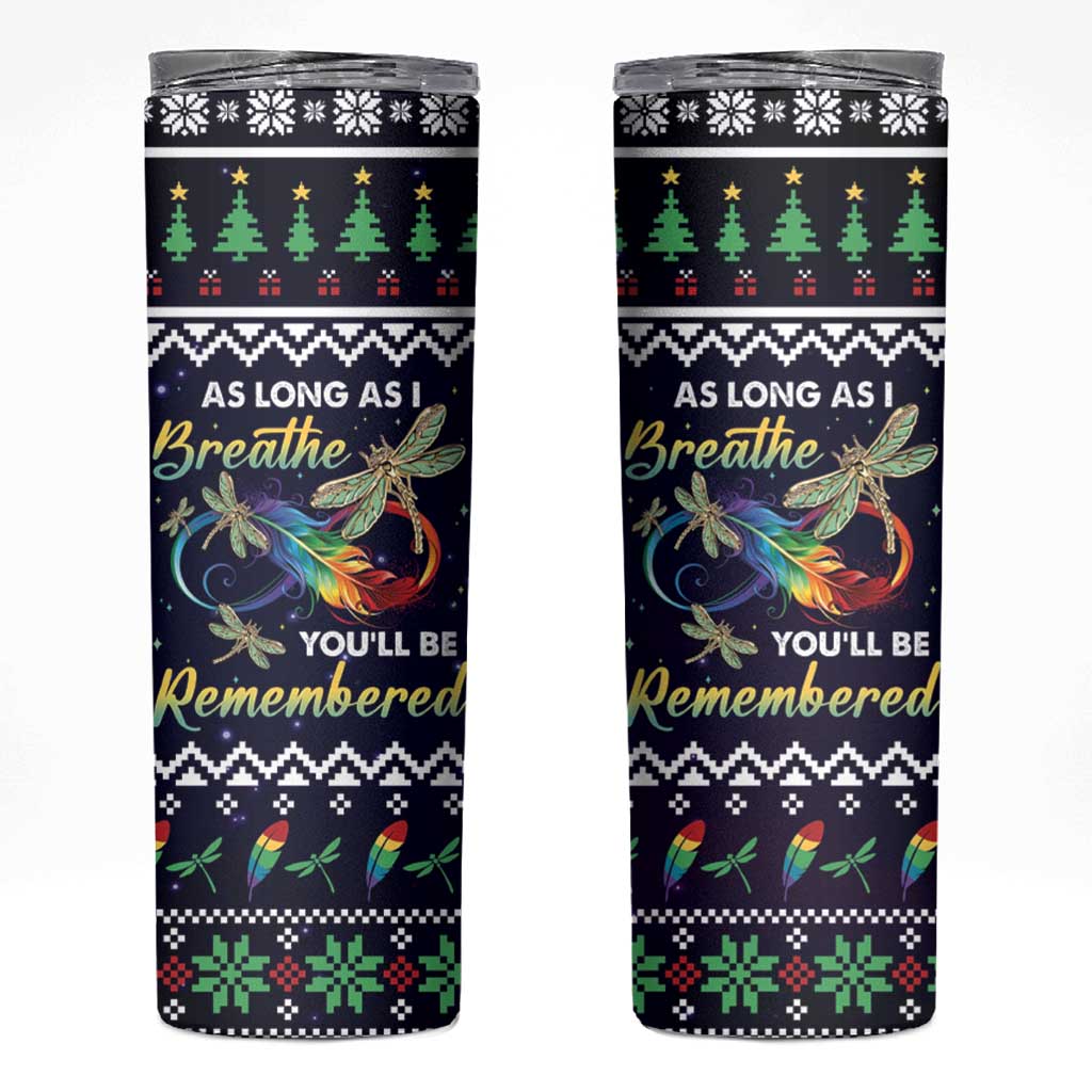 Dragonfly Angel Skinny Tumbler As Long As I Breathe You'll Be Remembered - Wonder Print Shop