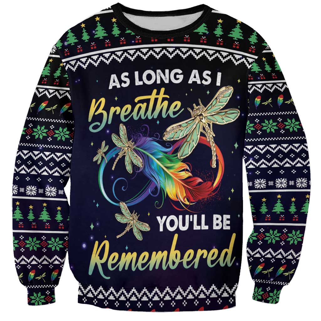 Dragonfly Angel Sweatshirt As Long As I Breathe You'll Be Remembered - Wonder Print Shop