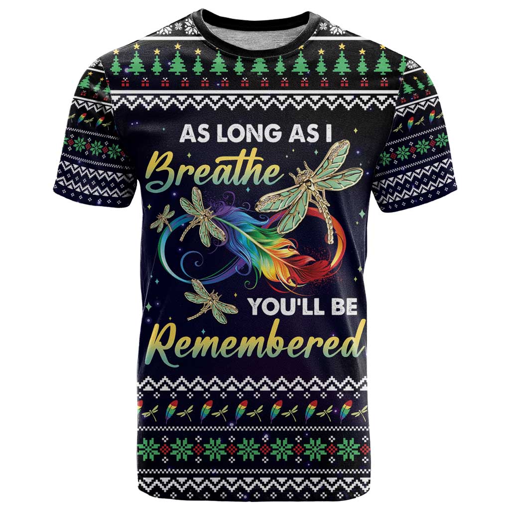 Dragonfly Angel T Shirt As Long As I Breathe You'll Be Remembered - Wonder Print Shop