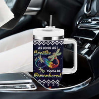 Dragonfly Angel Tumbler With Handle As Long As I Breathe You'll Be Remembered - Wonder Print Shop