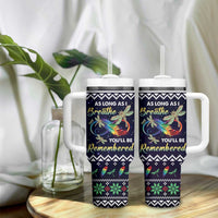 Dragonfly Angel Tumbler With Handle As Long As I Breathe You'll Be Remembered - Wonder Print Shop