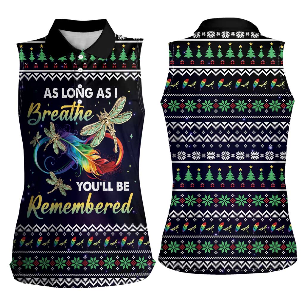 Dragonfly Angel Women Sleeveless Polo Shirt As Long As I Breathe You'll Be Remembered - Wonder Print Shop