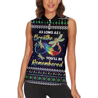 Dragonfly Angel Women Sleeveless Polo Shirt As Long As I Breathe You'll Be Remembered - Wonder Print Shop