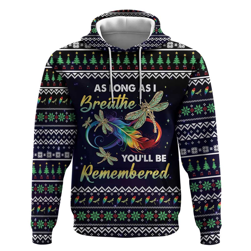 Dragonfly Angel Zip Hoodie As Long As I Breathe You'll Be Remembered - Wonder Print Shop