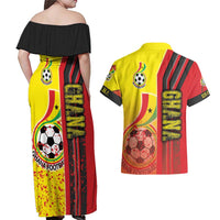 Ghana Football Couples Matching Off Shoulder Maxi Dress and Hawaiian Shirt Black Stars Soccer - Road To Champion - Wonder Print Shop
