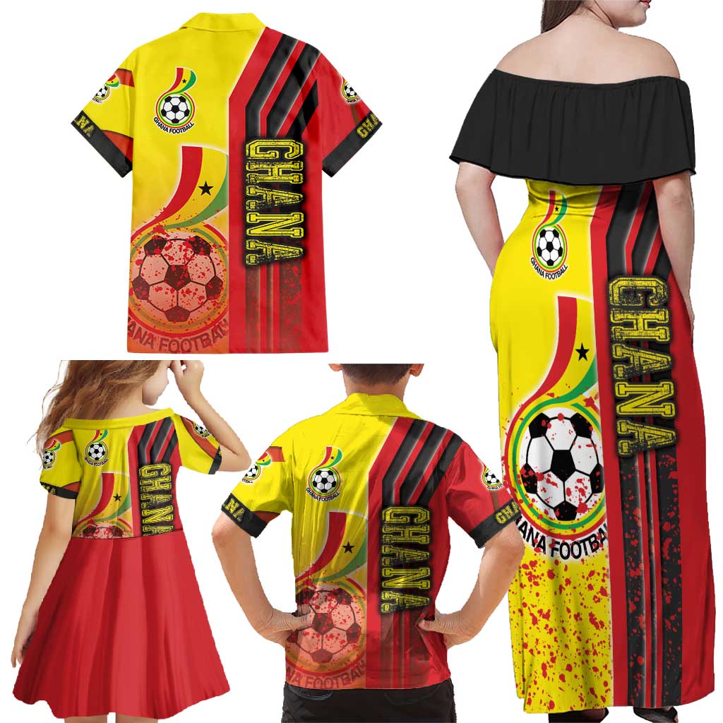 Ghana Football Family Matching Off Shoulder Maxi Dress and Hawaiian Shirt Black Stars Soccer - Road To Champion - Wonder Print Shop