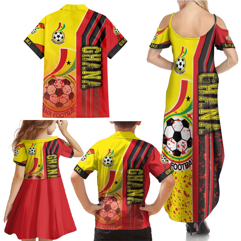 Ghana Football Family Matching Summer Maxi Dress and Hawaiian Shirt Black Stars Soccer - Road To Champion - Wonder Print Shop