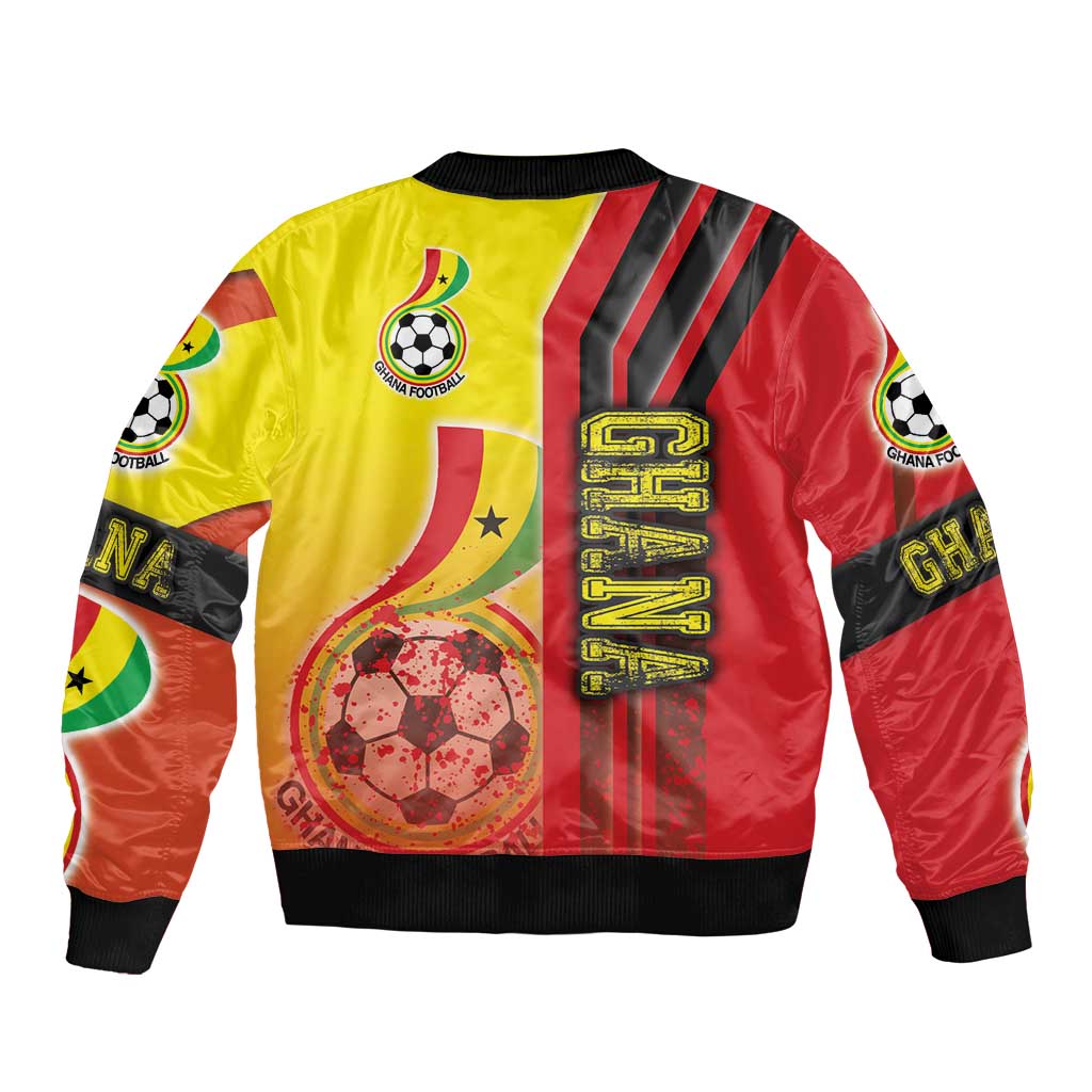 Ghana Football Sleeve Zip Bomber Jacket Black Stars Soccer - Road To Champion - Wonder Print Shop