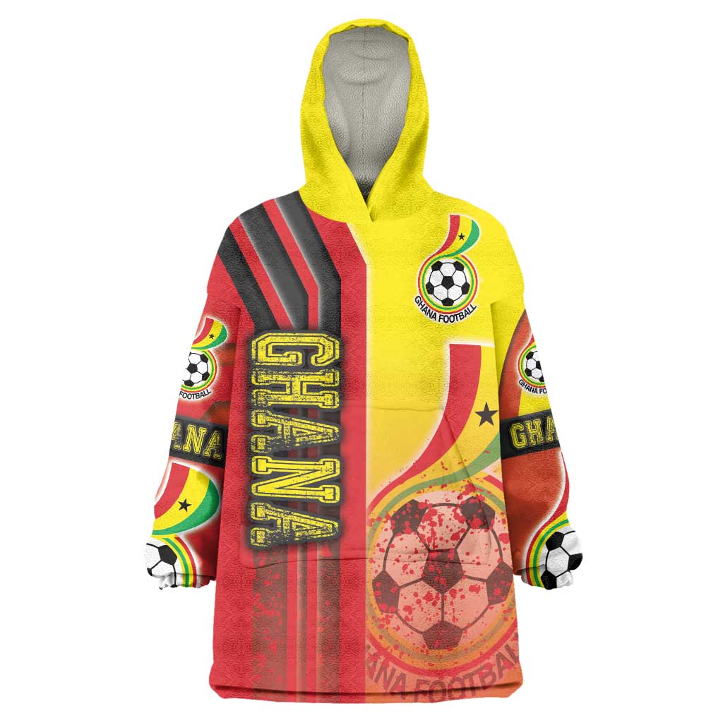 Ghana Football Wearable Blanket Hoodie Black Stars Soccer - Road To Champion - Wonder Print Shop