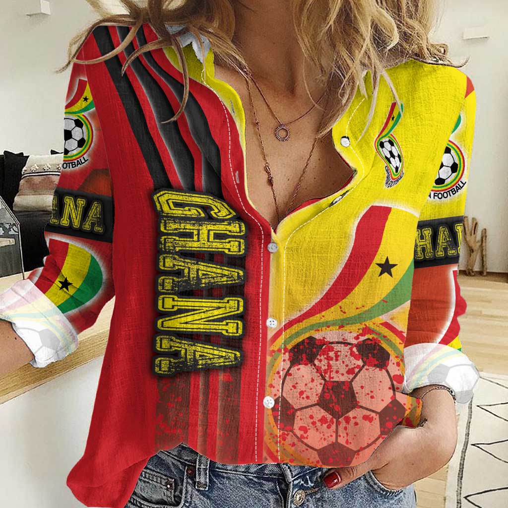 Ghana Football Women Casual Shirt Black Stars Soccer - Road To Champion - Wonder Print Shop