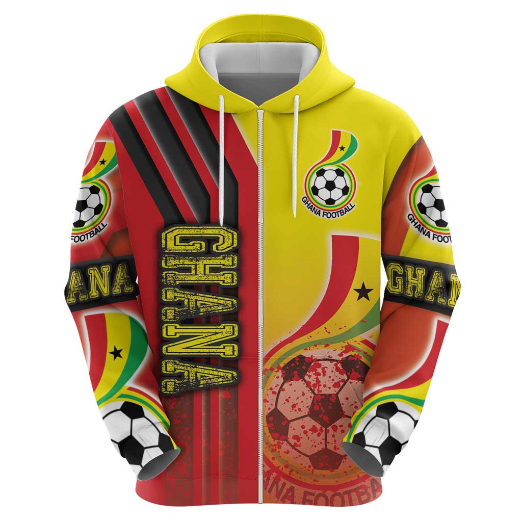 Ghana Football Zip Hoodie Black Stars Soccer - Road To Champion - Wonder Print Shop