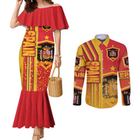 Spain Football Couples Matching Mermaid Dress and Long Sleeve Button Shirt La Roja Soccer - Road To Champion