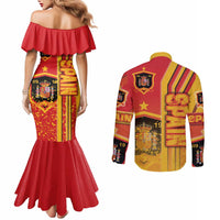 Spain Football Couples Matching Mermaid Dress and Long Sleeve Button Shirt La Roja Soccer - Road To Champion