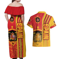 Spain Football Couples Matching Off Shoulder Maxi Dress and Hawaiian Shirt La Roja Soccer - Road To Champion