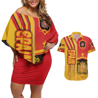 Spain Football Couples Matching Off Shoulder Short Dress and Hawaiian Shirt La Roja Soccer - Road To Champion