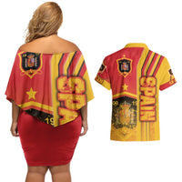 Spain Football Couples Matching Off Shoulder Short Dress and Hawaiian Shirt La Roja Soccer - Road To Champion