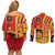 Spain Football Couples Matching Off Shoulder Short Dress and Long Sleeve Button Shirt La Roja Soccer - Road To Champion