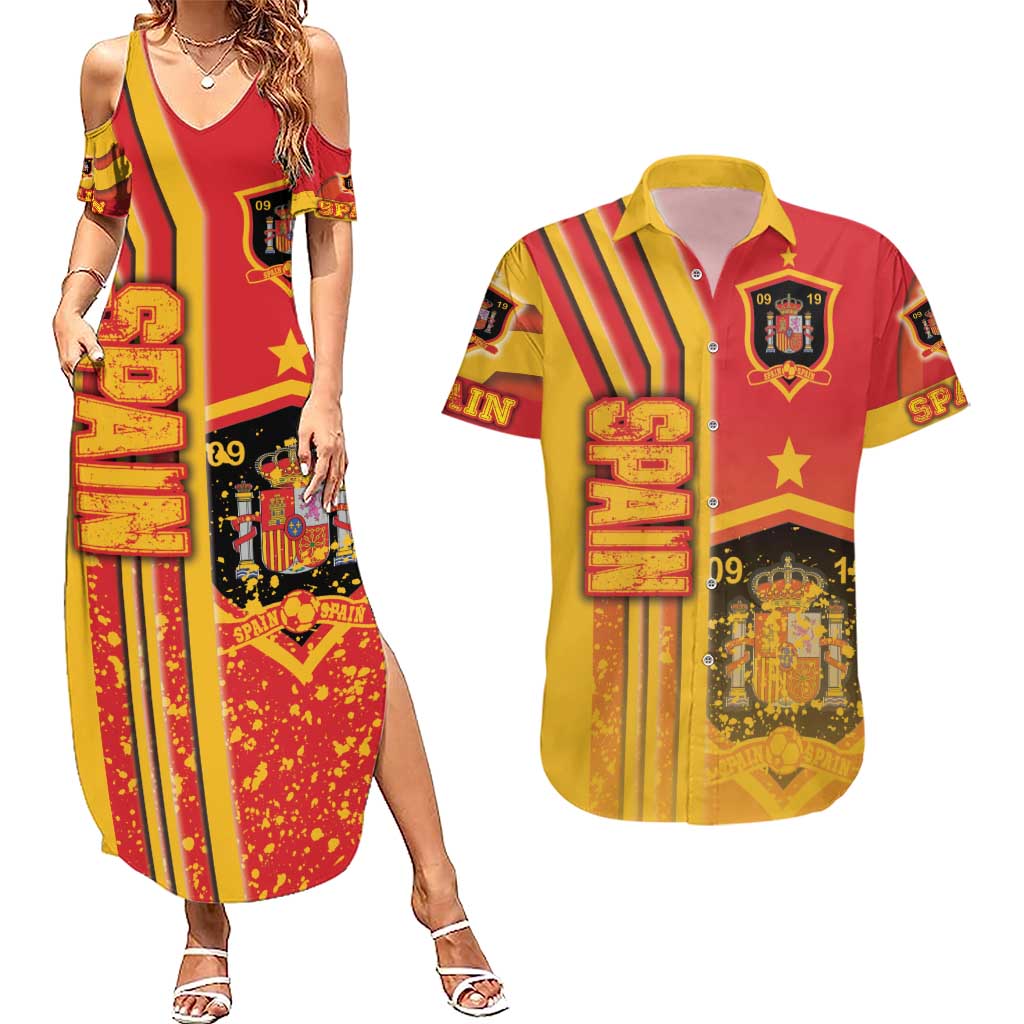 Spain Football Couples Matching Summer Maxi Dress and Hawaiian Shirt La Roja Soccer - Road To Champion