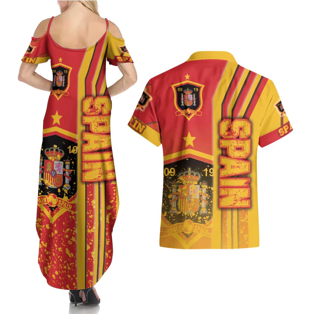 Spain Football Couples Matching Summer Maxi Dress and Hawaiian Shirt La Roja Soccer - Road To Champion