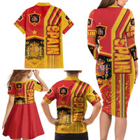 Spain Football Family Matching Long Sleeve Bodycon Dress and Hawaiian Shirt La Roja Soccer - Road To Champion - Wonder Print Shop