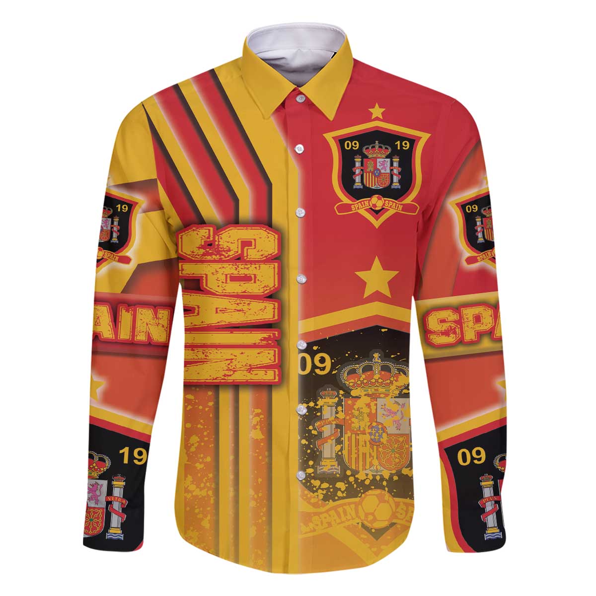 Spain Football Family Matching Off The Shoulder Long Sleeve Dress and Hawaiian Shirt La Roja Soccer - Road To Champion