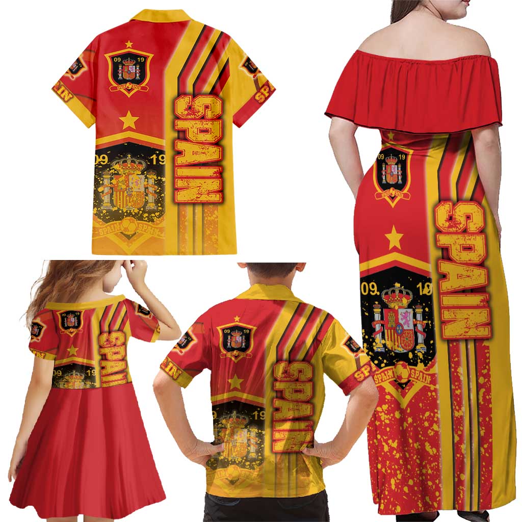 Spain Football Family Matching Off Shoulder Maxi Dress and Hawaiian Shirt La Roja Soccer - Road To Champion - Wonder Print Shop
