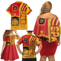 Spain Football Family Matching Off Shoulder Short Dress and Hawaiian Shirt La Roja Soccer - Road To Champion - Wonder Print Shop