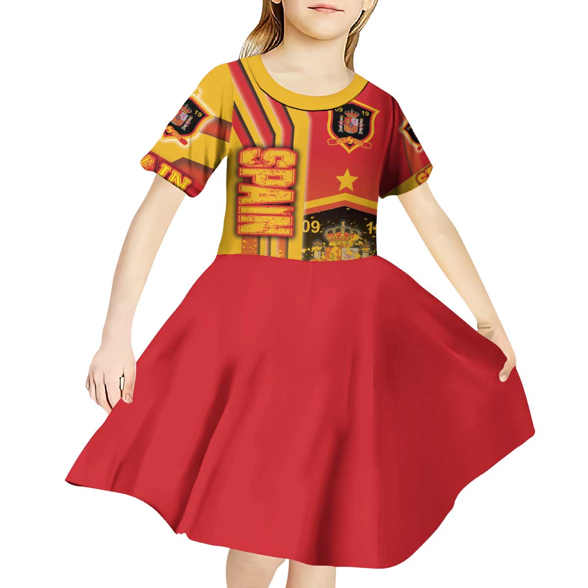 Spain Football Kid Short Sleeve Dress La Roja Soccer - Road To Champion - Wonder Print Shop