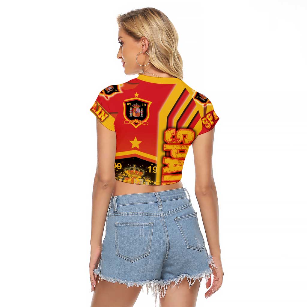 Spain Football Raglan Cropped T Shirt La Roja Soccer - Road To Champion - Wonder Print Shop