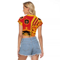 Spain Football Raglan Cropped T Shirt La Roja Soccer - Road To Champion - Wonder Print Shop