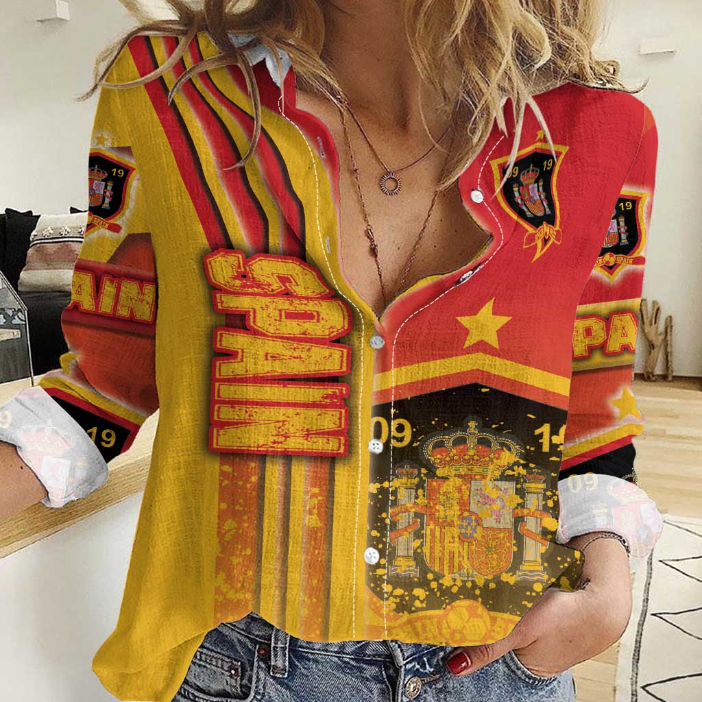 Spain Football Women Casual Shirt La Roja Soccer - Road To Champion - Wonder Print Shop