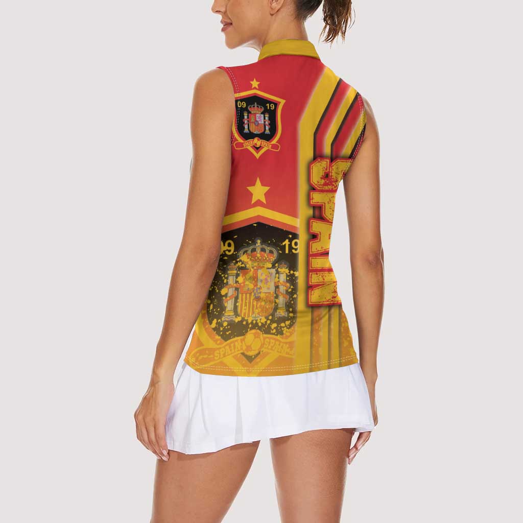 Spain Football Women Sleeveless Polo Shirt La Roja Soccer - Road To Champion - Wonder Print Shop