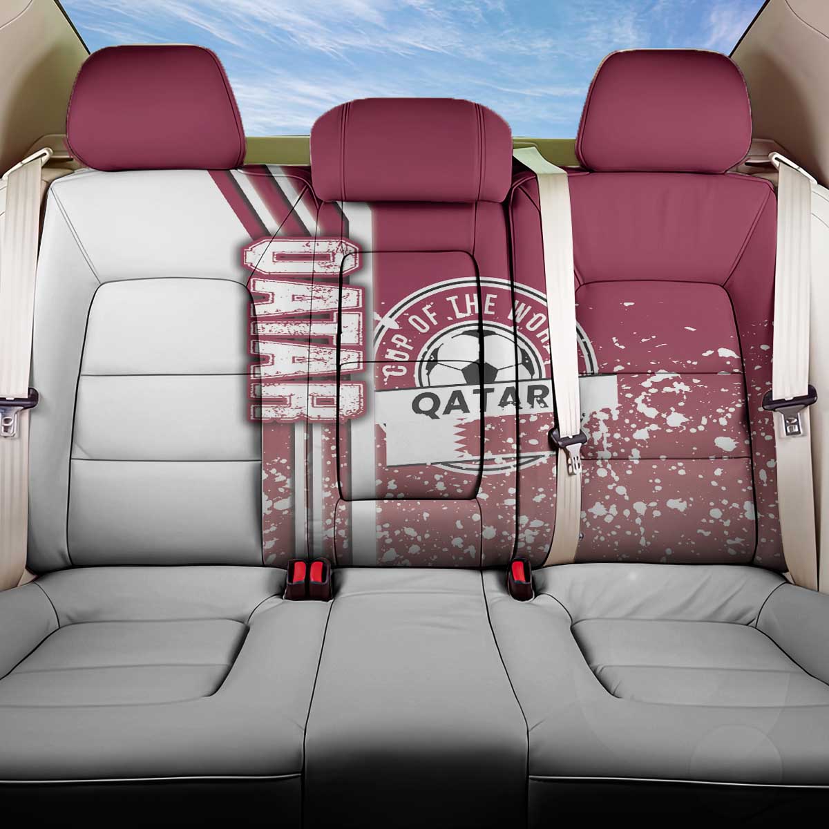 Qatar Football Back Car Seat Cover The Maroons Soccer - Road To Champion - Wonder Print Shop