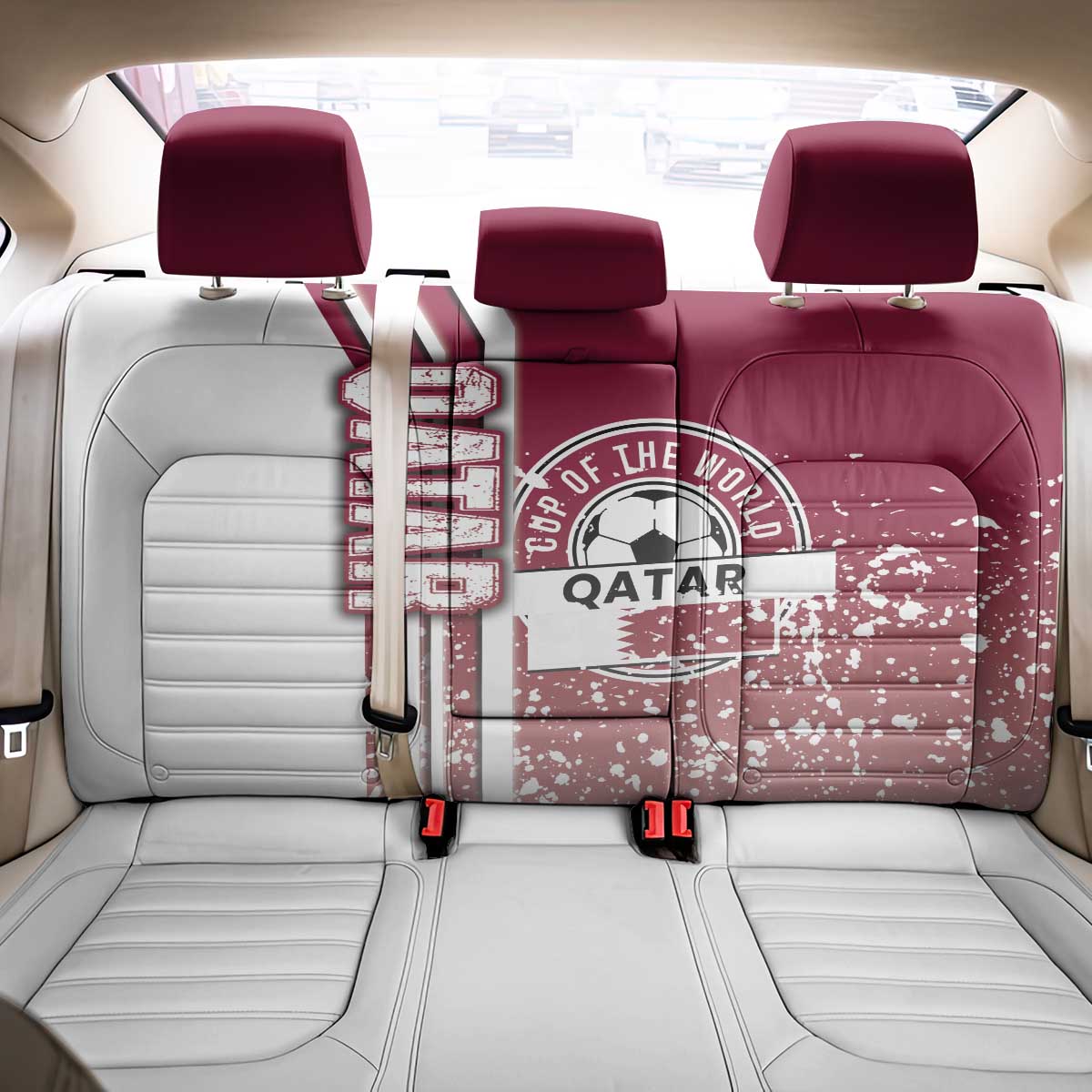 Qatar Football Back Car Seat Cover The Maroons Soccer - Road To Champion - Wonder Print Shop