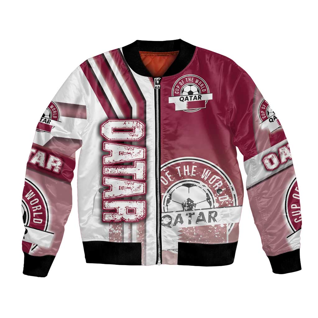 Qatar Football Bomber Jacket The Maroons Soccer - Road To Champion - Wonder Print Shop